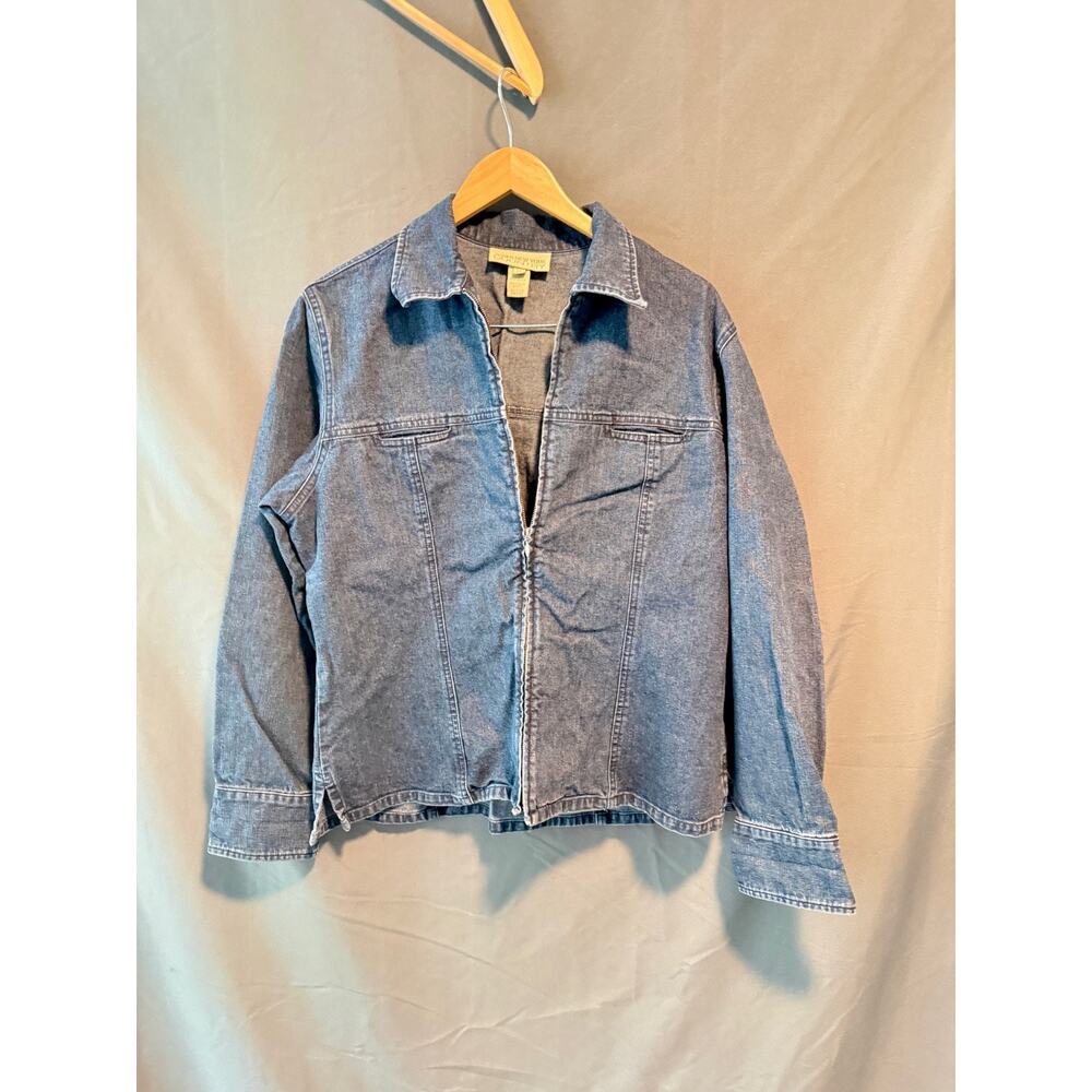 Vintage Jones New York Country Women’s Blue Denim Zip-Front Jacket Size 14